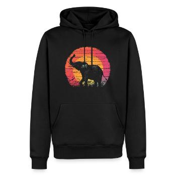Elefant Vintage Sonnenuntergang Silhouette - Männer Premium Bio Hoodie - Schwarz - Vorne - Nico (187cm)