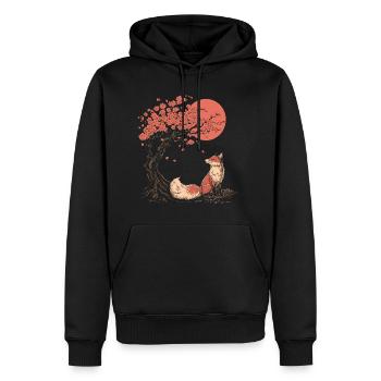 Fox Sakura Tree Church Blossom Japan - Men’s Premium Organic Hoodie - black - Front - Nico (187cm)