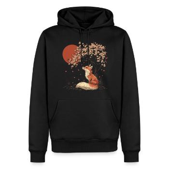Fox Sakura Tree Church Blossom Japan - Men’s Premium Organic Hoodie - black - Front - Nico (187cm)