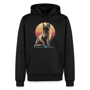 Silhouette de chat birman Vintage Sunset - Sweat à capuche Premium bio Homme - noir - Devant - Nico (187cm)