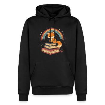 Süßer Fuchs mit Bücher - Männer Premium Bio Hoodie - Schwarz - Vorne - Nico (187cm)