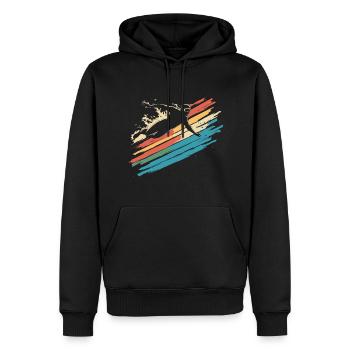 Schwimmen Schwimmer Silhouette Vintage - Männer Premium Bio Hoodie - Schwarz - Vorne - Nico (187cm)