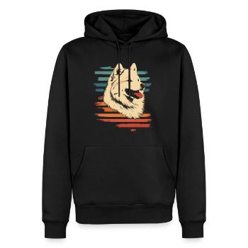 Samojede Vintage Portrait - Männer Premium Bio Hoodie - Schwarz - Vorne - Nico (187cm)