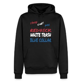 They Call Me Blue Collar - Men’s Premium Organic Hoodie - black - Front - Nico (187cm)