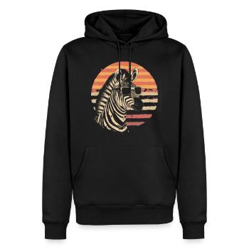 Zèbre avec lunettes de soleil Vintage - Sweat à capuche Premium bio Homme - noir - Devant - Nico (187cm)