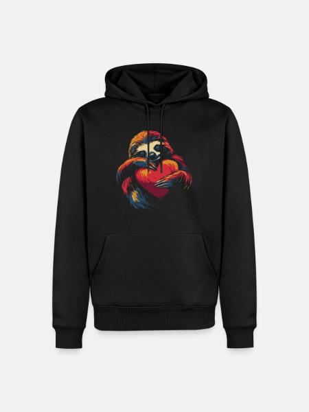 Sloth hugging heart - Men’s Premium Organic Hoodie - black