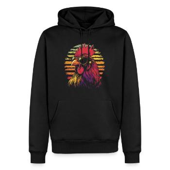 Hahn mit Sonnenbrille vintage - Männer Premium Bio Hoodie - Schwarz - Vorne - Nico (187cm)