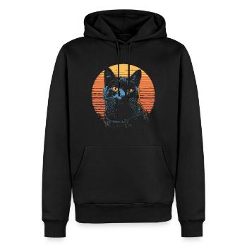 Russisch Blau Katze Vintage - Männer Premium Bio Hoodie - Schwarz - Vorne - Nico (187cm)