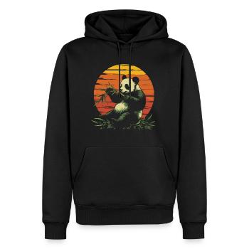 Le panda mange du bambou vintage - Sweat à capuche Premium bio Homme - noir - Devant - Nico (187cm)