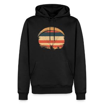 Parapente vintage coucher de soleil - Sweat à capuche Premium bio Homme - noir - Devant - Nico (187cm)