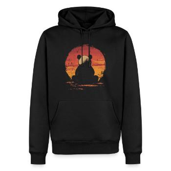 Panda vintage Sonnenuntergang - Männer Premium Bio Hoodie - Schwarz - Vorne - Nico (187cm)