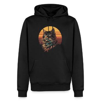 Norwegische Waldkatze Vintage - Männer Premium Bio Hoodie - Schwarz - Vorne - Nico (187cm)