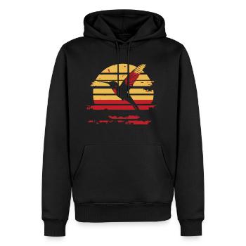 Kolibri Silhouette Vintage Sonnenuntergang - Männer Premium Bio Hoodie - Schwarz - Vorne - Nico (187cm)