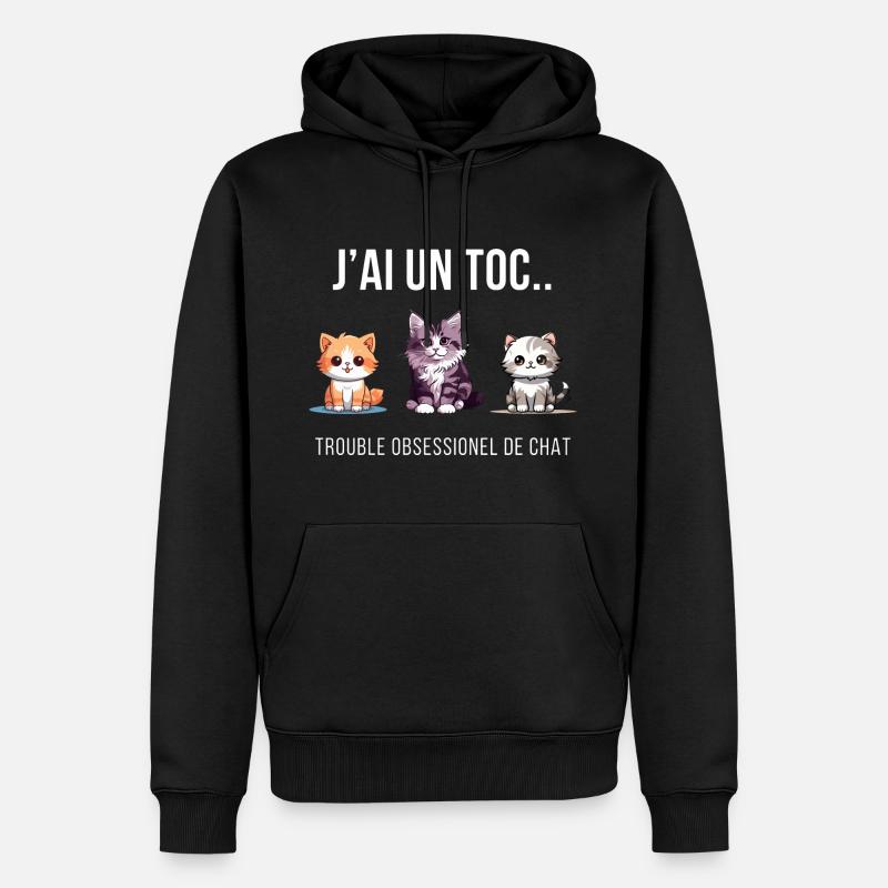 OBSESSION DU CHAT - Sweat à capuche Premium bio Homme - noir