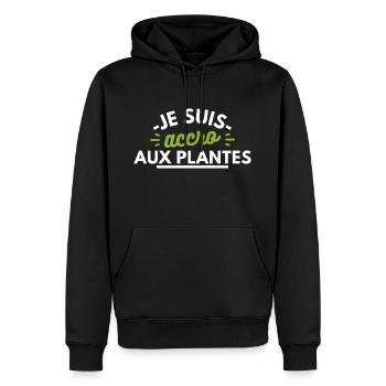 Je suis accro aux plantes - Sweat à capuche Premium bio Homme - noir - Devant - Nico (187cm)