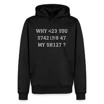 leet leetspeak staring at my shirt gamer 1337 - Männer Premium Bio Hoodie - Schwarz - Vorne - Nico (187cm)