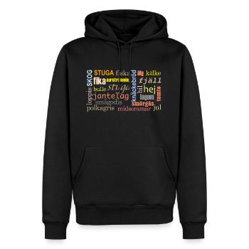 Mots suédois - Sweat à capuche Premium bio Homme - noir - Devant - Nico (187cm)