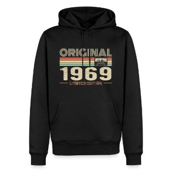 Original 1969 Vintage 1969 Anniversaire Rétro 1969 - Sweat à capuche Premium bio Homme - noir - Devant - Nico (187cm)