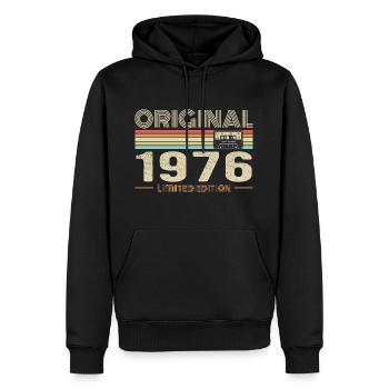 Original 1976 Jahrgang 1976 Retro Geburtstag 1976 - Männer Premium Bio Hoodie - Schwarz - Vorne - Nico (187cm)