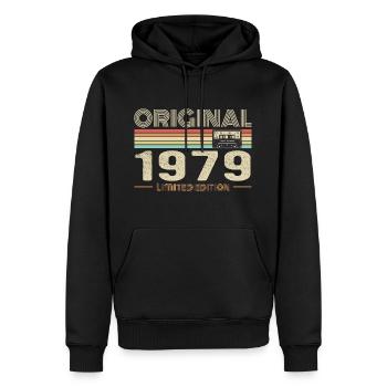 Original 1979 Vintage 1979 Anniversaire Rétro 1979 - Sweat à capuche Premium bio Homme - noir - Devant - Nico (187cm)