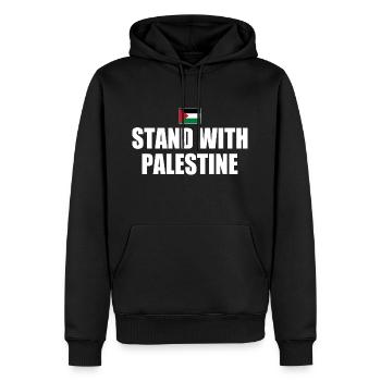 I stand with palestine - Sweat à capuche Premium bio Homme - noir - Devant - Nico (187cm)
