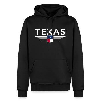 Texas Fan T-Shirt – Lone Star Style - Männer Premium Bio Hoodie - Schwarz - Vorne - Nico (187cm)