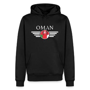 I Love Oman, T-Shirt Design Style Élégance - Sweat à capuche Premium bio Homme - noir - Devant - Nico (187cm)