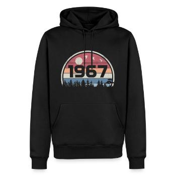 58e Anniversaire 1967 Fête Anniversaire 1967 Rétro - Sweat à capuche Premium bio Homme - noir - Devant - Nico (187cm)