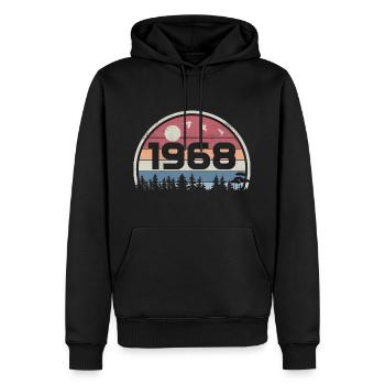 57e Anniversaire 1968 Fête Anniversaire 1968 Rétro - Sweat à capuche Premium bio Homme - noir - Devant - Nico (187cm)