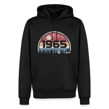 60e Anniversaire 1965 Fête Anniversaire 1965 Rétro - Sweat à capuche Premium bio Homme - noir - Devant - Nico (187cm)