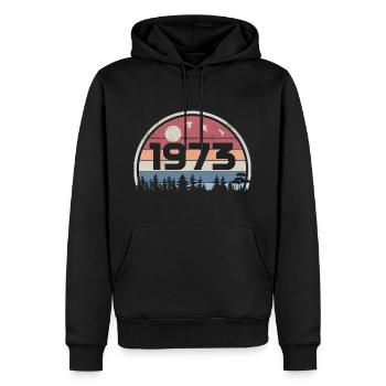52e Anniversaire 1973 Fête Anniversaire 1973 Rétro - Sweat à capuche Premium bio Homme - noir - Devant - Nico (187cm)
