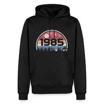 40e Anniversaire 1985 Fête Anniversaire 1985 Rétro - Sweat à capuche Premium bio Homme - noir - Devant - Nico (187cm)