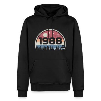 37e Anniversaire 1988 Fête Anniversaire 1988 Rétro - Sweat à capuche Premium bio Homme - noir - Devant - Nico (187cm)