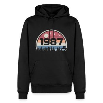 38e Anniversaire 1987 Fête Anniversaire 1987 Rétro - Sweat à capuche Premium bio Homme - noir - Devant - Nico (187cm)