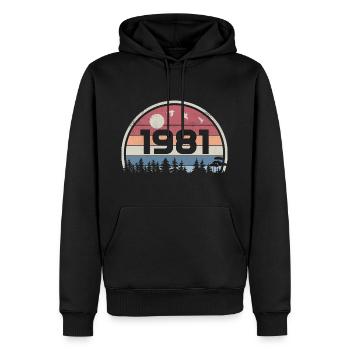 44e Anniversaire 1981 Fête Anniversaire 1981 Rétro - Sweat à capuche Premium bio Homme - noir - Devant - Nico (187cm)