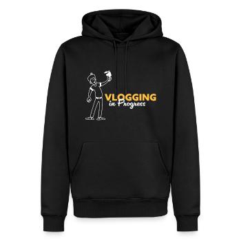 Vlogging im Gange - Männer Premium Bio Hoodie - Schwarz - Vorne - Nico (187cm)