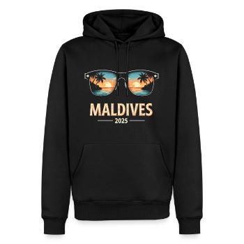 Sweet Maldives 2025 Vacay Sirène Maman de vacances - Sweat à capuche Premium bio Homme - noir - Devant - Nico (187cm)