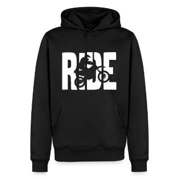 Balade moto, motocross silhouette. - Sweat à capuche Premium bio Homme - noir - Devant - Nico (187cm)