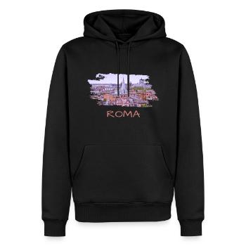 Roma Italia - Männer Premium Bio Hoodie - Schwarz - Vorne - Nico (187cm)
