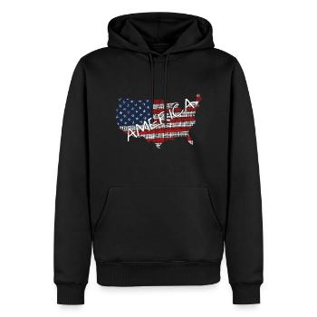 America USA - Männer Premium Bio Hoodie - Schwarz - Vorne - Nico (187cm)