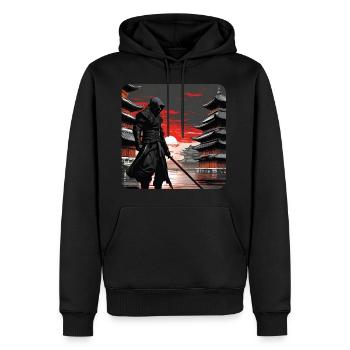 Geheimnisvoller Ninja mit Katana Schwert - Männer Premium Bio Hoodie - Schwarz - Vorne - Nico (187cm)