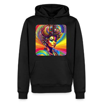 Femme arc-en-ciel rétro - Sweat à capuche Premium bio Homme - noir - Devant - Nico (187cm)