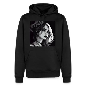 Fille gottic avec des roses à fleurs - Sweat à capuche Premium bio Homme - noir - Devant - Nico (187cm)