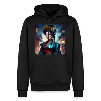 Fière geisha moderne - Sweat à capuche Premium bio Homme - noir - Devant - Nico (187cm)