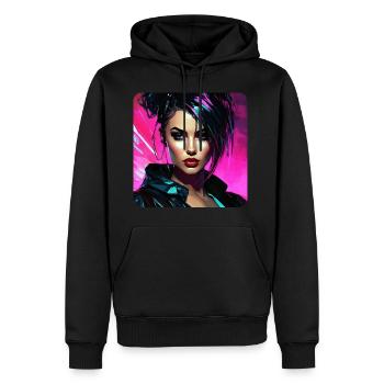 Cooles Streetwear Gothic Girl - Männer Premium Bio Hoodie - Schwarz - Vorne - Nico (187cm)