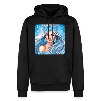 Winter Eiskönigin mit Eiskristallen - Männer Premium Bio Hoodie - Schwarz - Vorne - Nico (187cm)