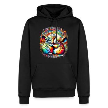 Farbenkuscheln - Chinchillas im Bund - Männer Premium Bio Hoodie - Schwarz - Vorne - Nico (187cm)