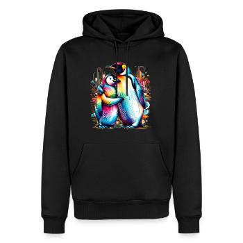 Colorful Embrace - Pride Penguins - Männer Premium Bio Hoodie - Schwarz - Vorne - Nico (187cm)
