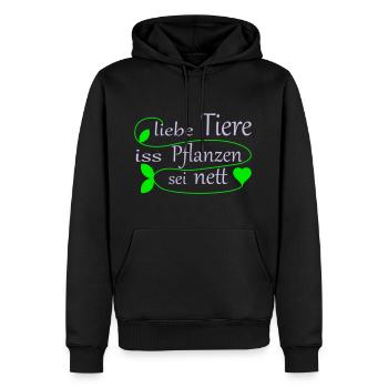 liebe tiere, iss pflanzen - Männer Premium Bio Hoodie - Schwarz - Vorne - Nico (187cm)