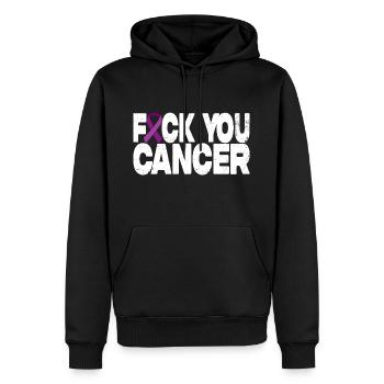 Fuck You Cancer - Lila Schleife - Männer Premium Bio Hoodie - Schwarz - Vorne - Nico (187cm)